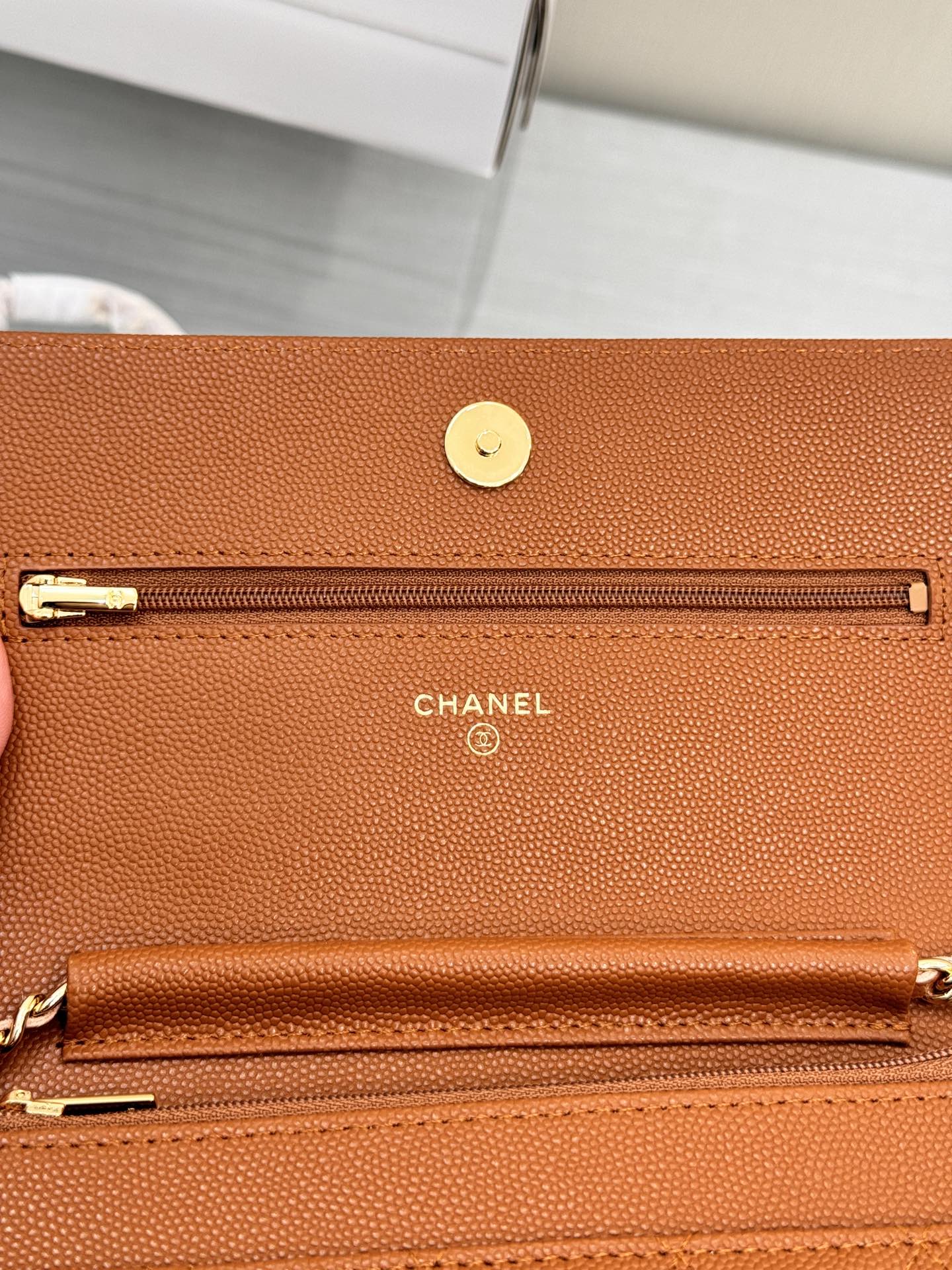 CHANEL WOC 19CM ORANGE CAVIAR GOLD HARDWARE