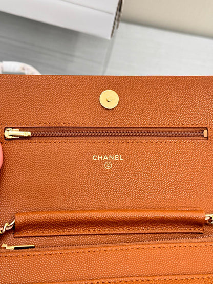 CHANEL WOC 19CM ORANGE CAVIAR GOLD HARDWARE