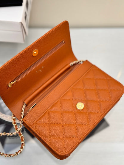 CHANEL WOC 19CM ORANGE CAVIAR GOLD HARDWARE