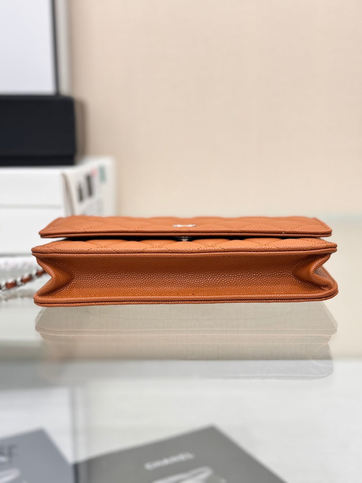 CHANEL WOC 19CM ORANGE CAVIAR SILVER HARDWARE