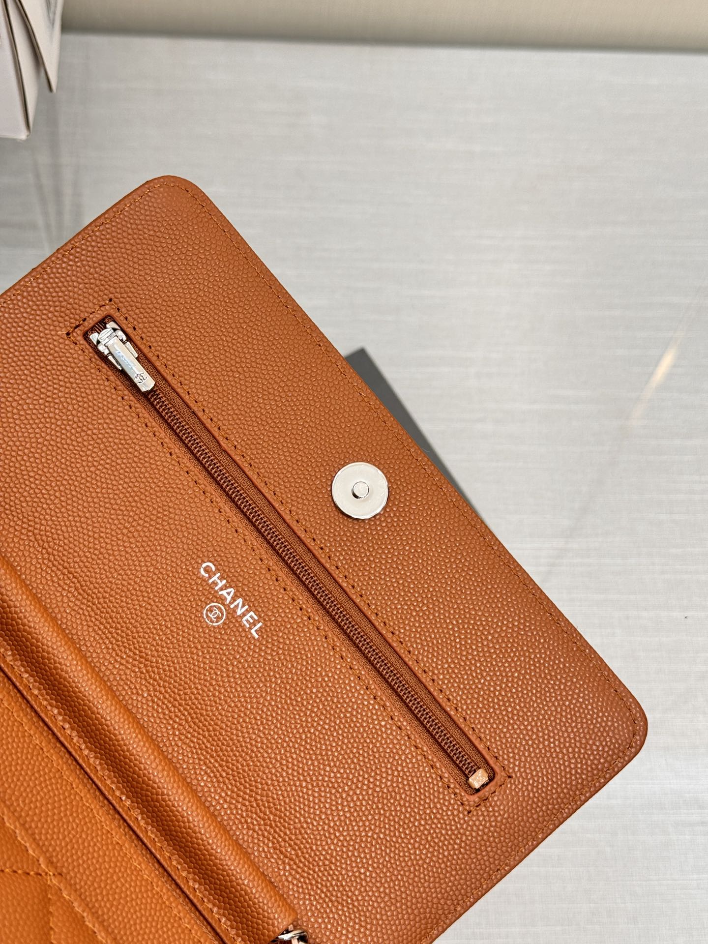 CHANEL WOC 19CM ORANGE CAVIAR SILVER HARDWARE
