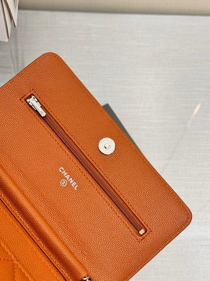 CHANEL WOC 19CM ORANGE CAVIAR SILVER HARDWARE