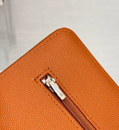 CHANEL WOC 19CM ORANGE CAVIAR SILVER HARDWARE