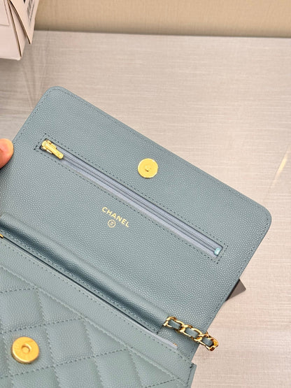 CHANEL WOC 19CM CLOUD BLUE CAVIAR GOLD HARDWARE