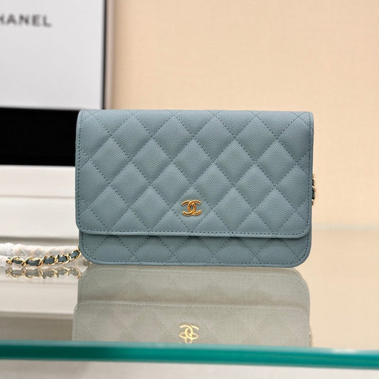CHANEL WOC 19CM CLOUD BLUE CAVIAR GOLD HARDWARE