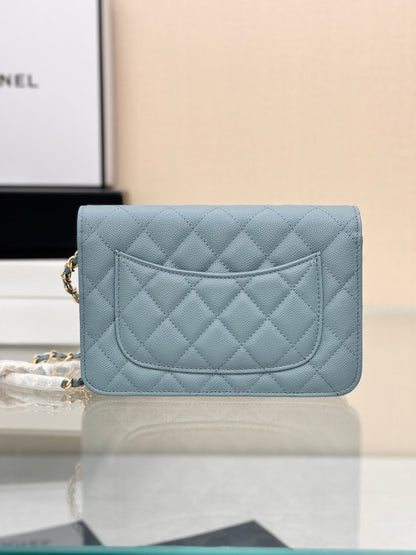 CHANEL WOC 19CM CLOUD BLUE CAVIAR GOLD HARDWARE