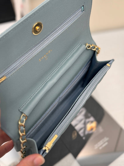 CHANEL WOC 19CM CLOUD BLUE CAVIAR GOLD HARDWARE