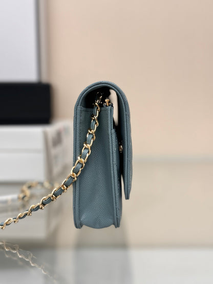 CHANEL WOC 19CM CLOUD BLUE CAVIAR GOLD HARDWARE