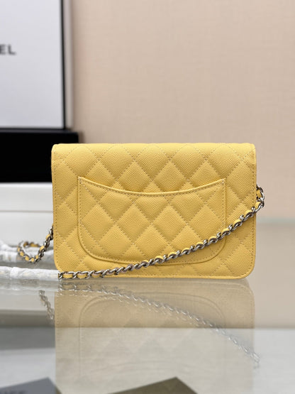 CHANEL WOC 19CM LIME CAVIAR SILVER HARDWARE