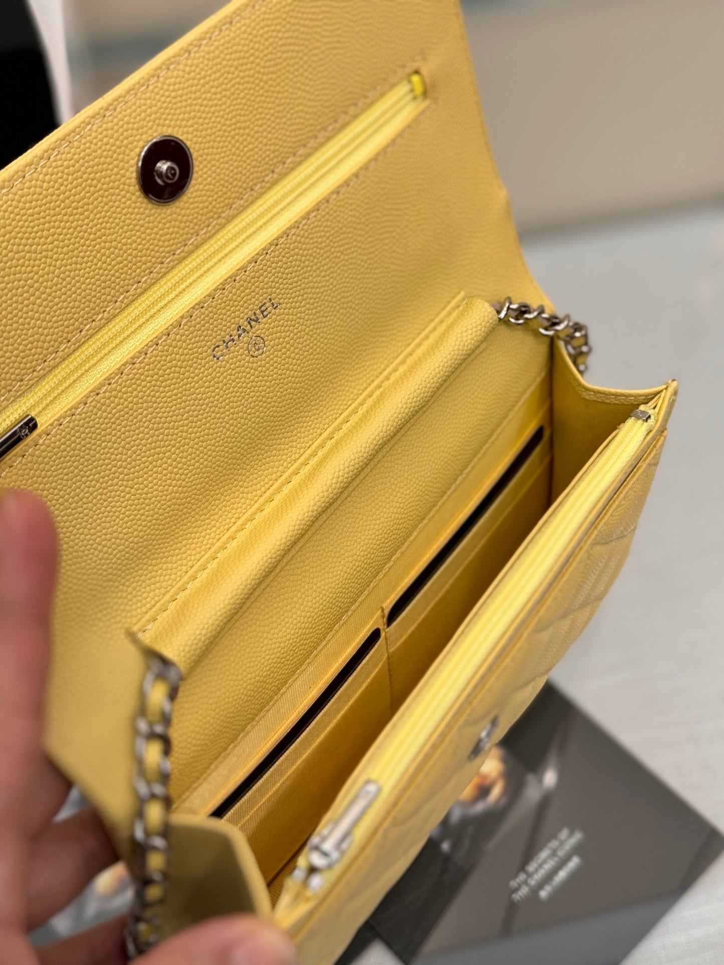 CHANEL WOC 19CM LIME CAVIAR SILVER HARDWARE