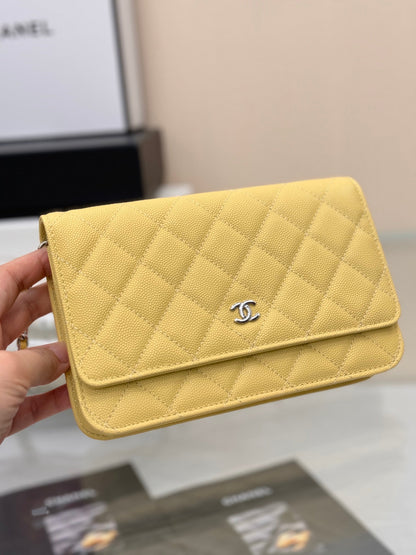 CHANEL WOC 19CM LIME CAVIAR SILVER HARDWARE
