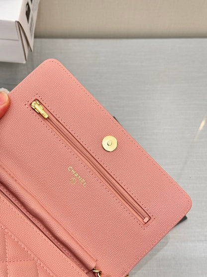 CHANEL WOC 19CM LIGHT PINK CAVIAR GOLD HARDWARE