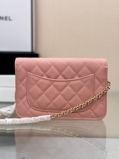 CHANEL WOC 19CM LIGHT PINK CAVIAR GOLD HARDWARE