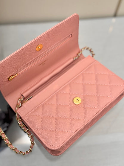 CHANEL WOC 19CM LIGHT PINK CAVIAR GOLD HARDWARE