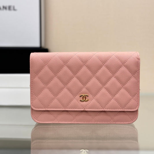 CHANEL WOC 19CM LIGHT PINK CAVIAR GOLD HARDWARE