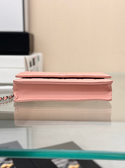 CHANEL WOC 19CM LIGHT PINK CAVIAR SILVER HARDWARE