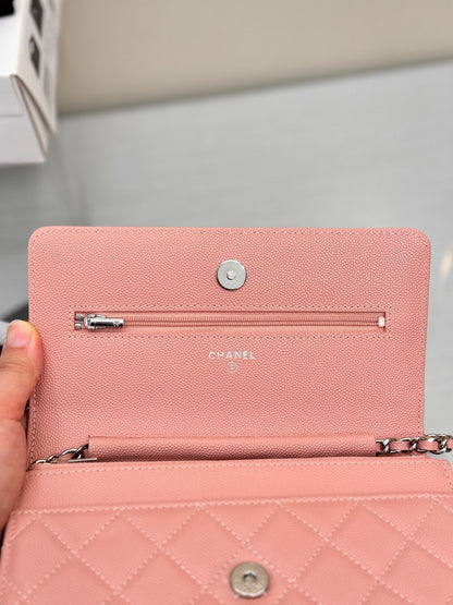CHANEL WOC 19CM LIGHT PINK CAVIAR SILVER HARDWARE