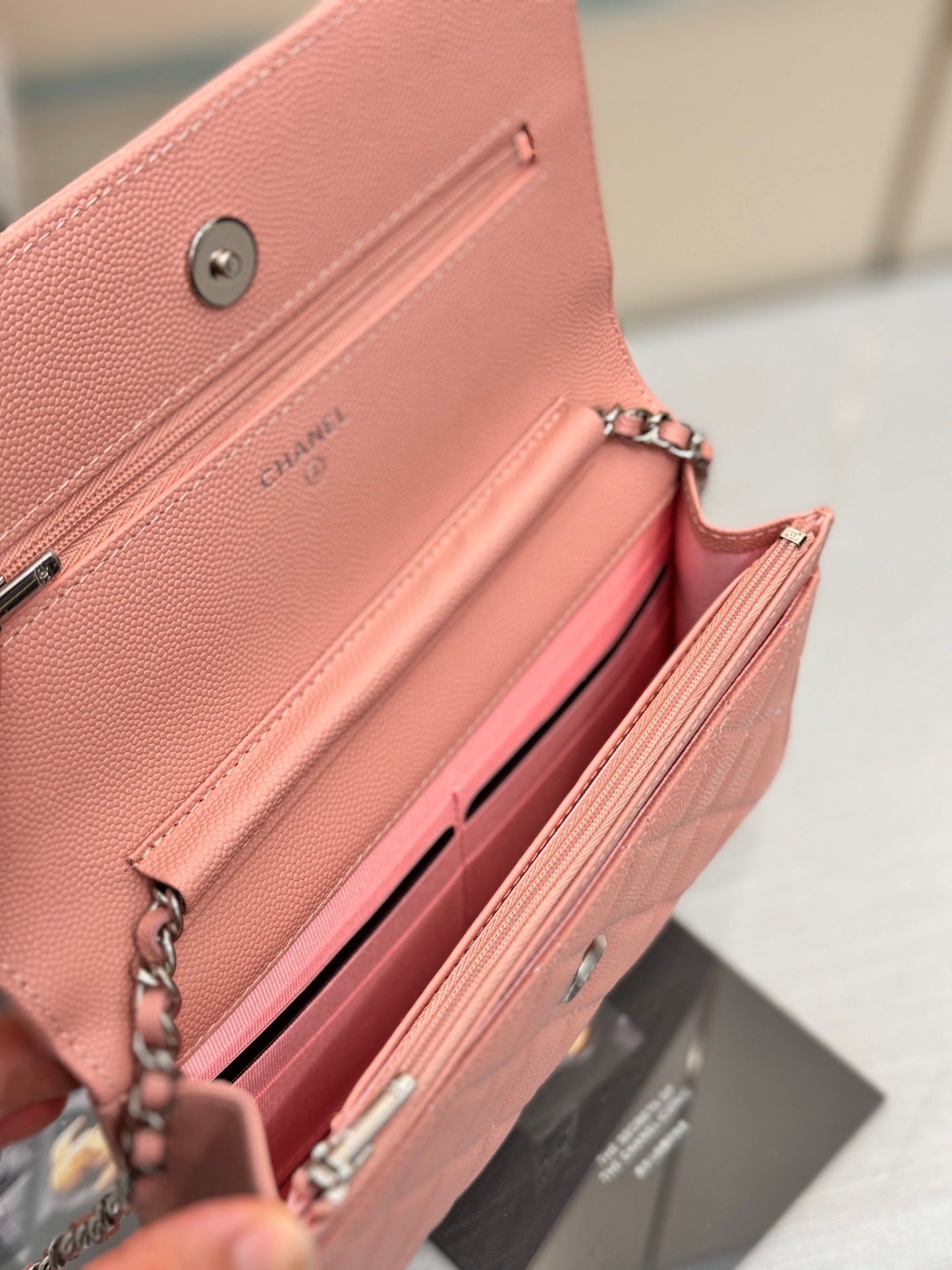 CHANEL WOC 19CM LIGHT PINK CAVIAR SILVER HARDWARE