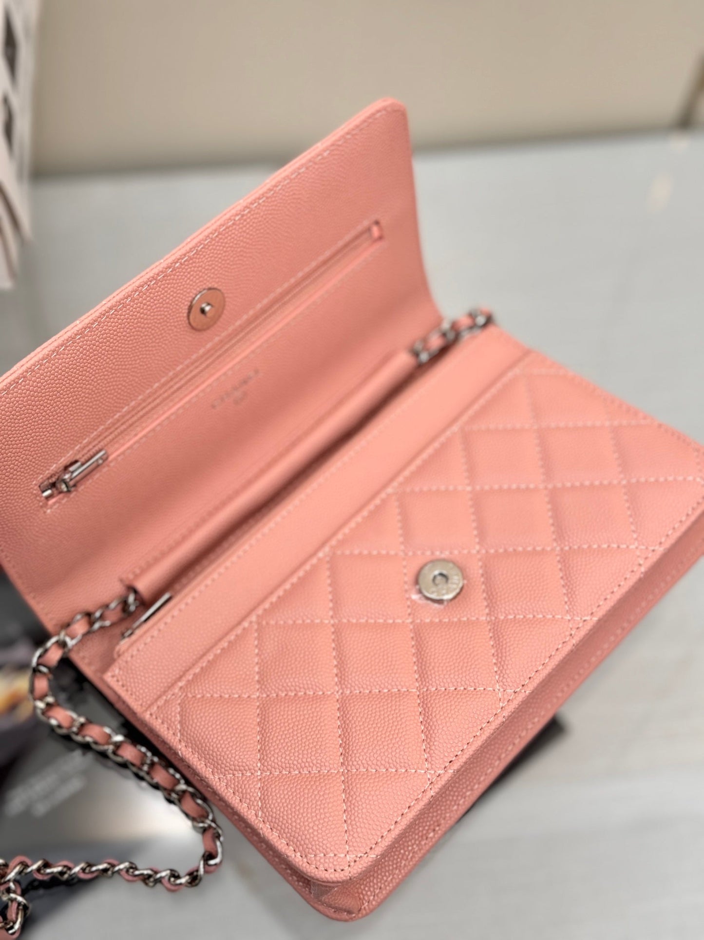 CHANEL WOC 19CM LIGHT PINK CAVIAR SILVER HARDWARE