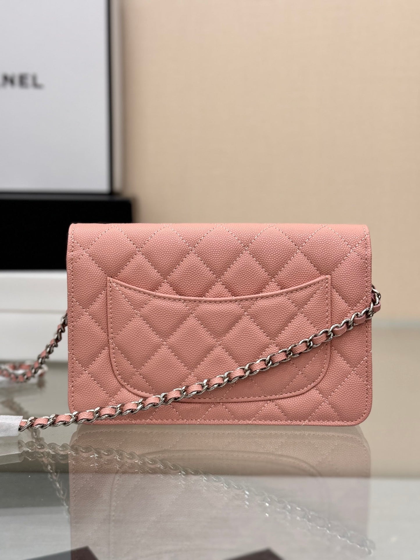 CHANEL WOC 19CM LIGHT PINK CAVIAR SILVER HARDWARE