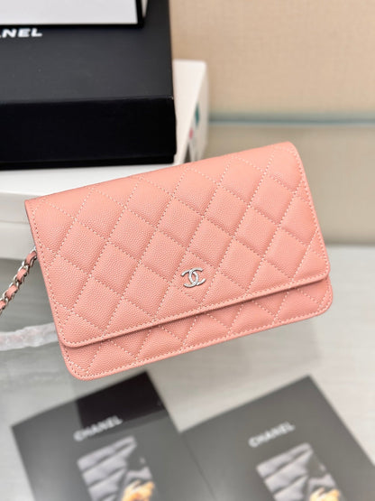 CHANEL WOC 19CM LIGHT PINK CAVIAR SILVER HARDWARE