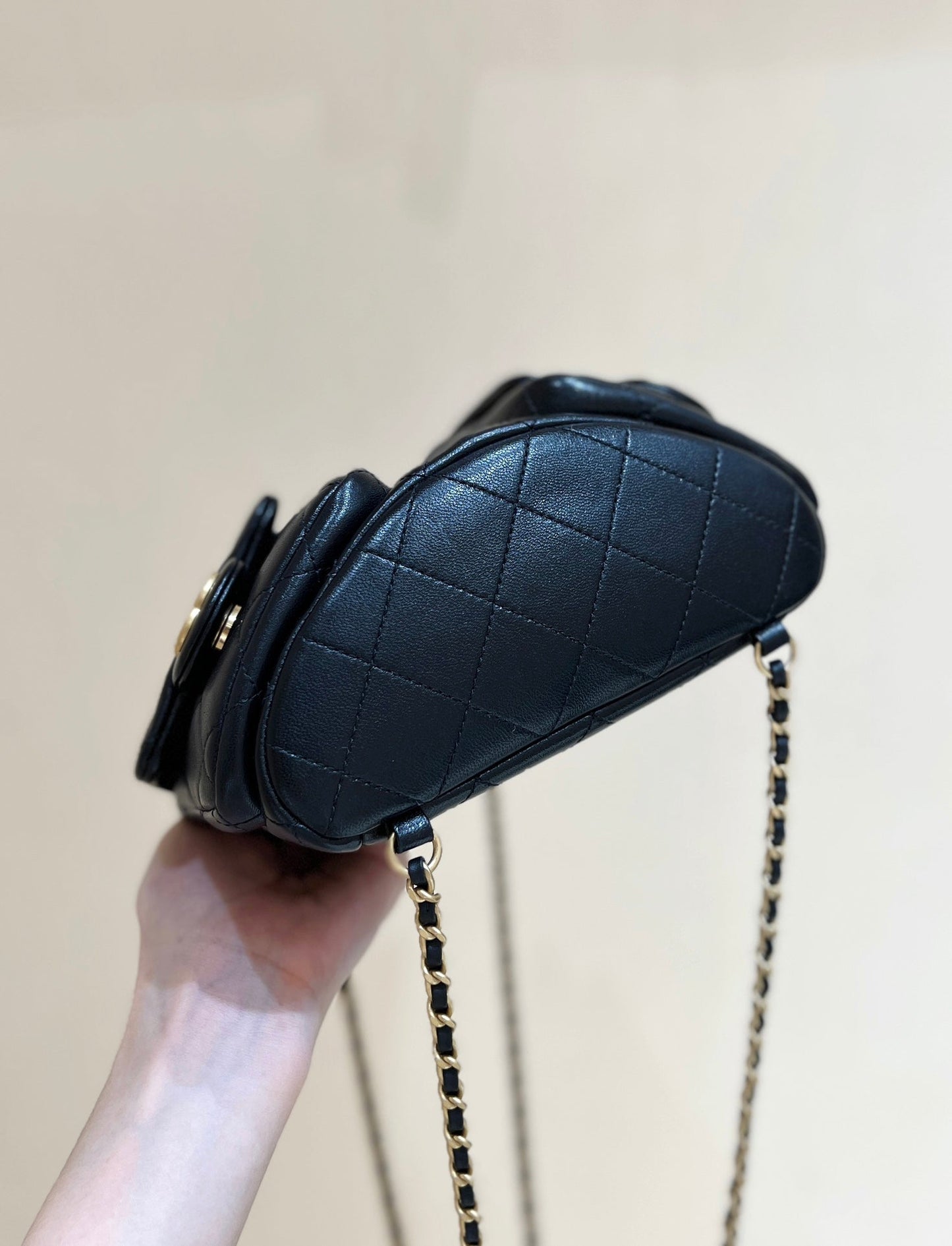 CHANEL 25C Backpack 18cm Black Calfsin Gold Hardware