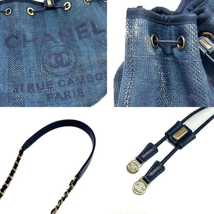 Chanel Raffia Leather Drawstring Shoulder Bag A57536