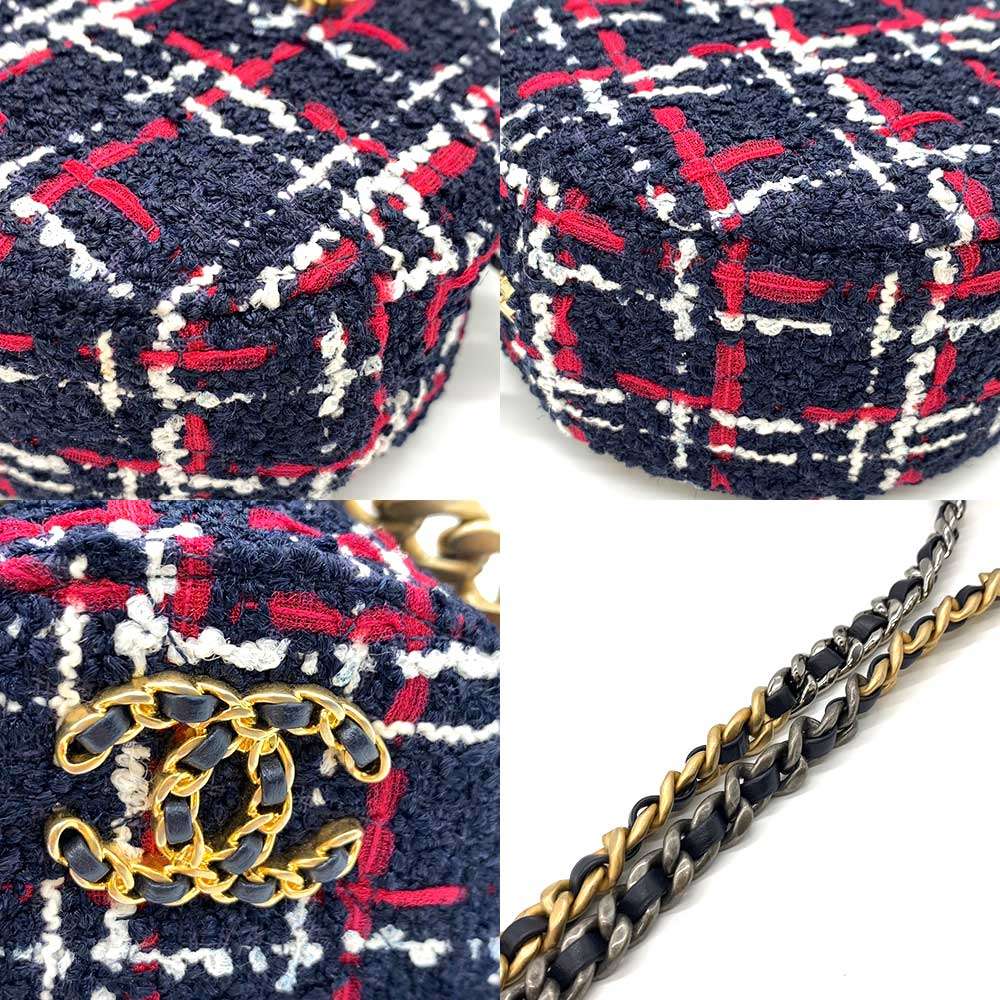 Chanel Tweed Round Clutch Mini Chain Shoulder Bag Crossbody in New Condition