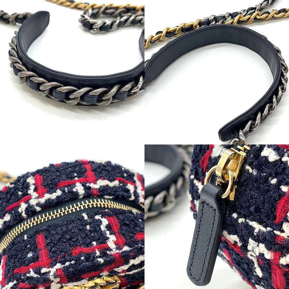 Chanel Tweed Round Clutch Mini Chain Shoulder Bag Crossbody in New Condition