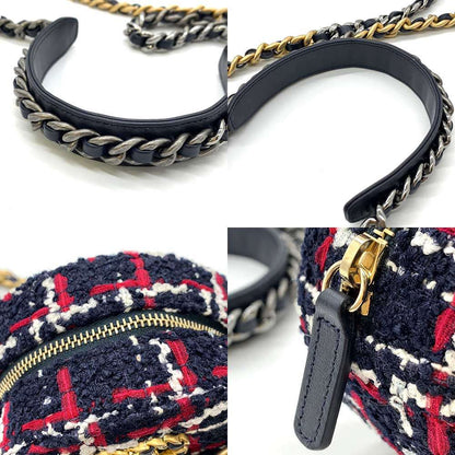 Chanel Tweed Round Clutch Mini Chain Shoulder Bag Crossbody in New Condition