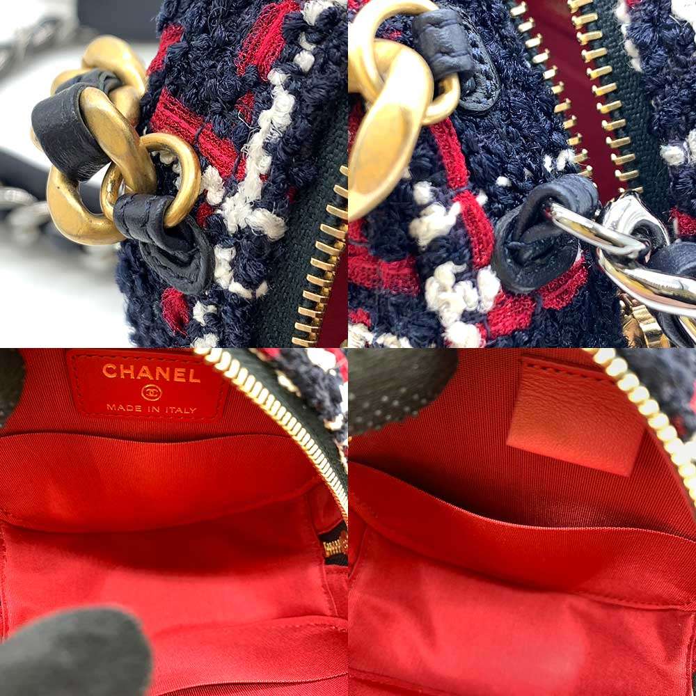 Chanel Tweed Round Clutch Mini Chain Shoulder Bag Crossbody in New Condition