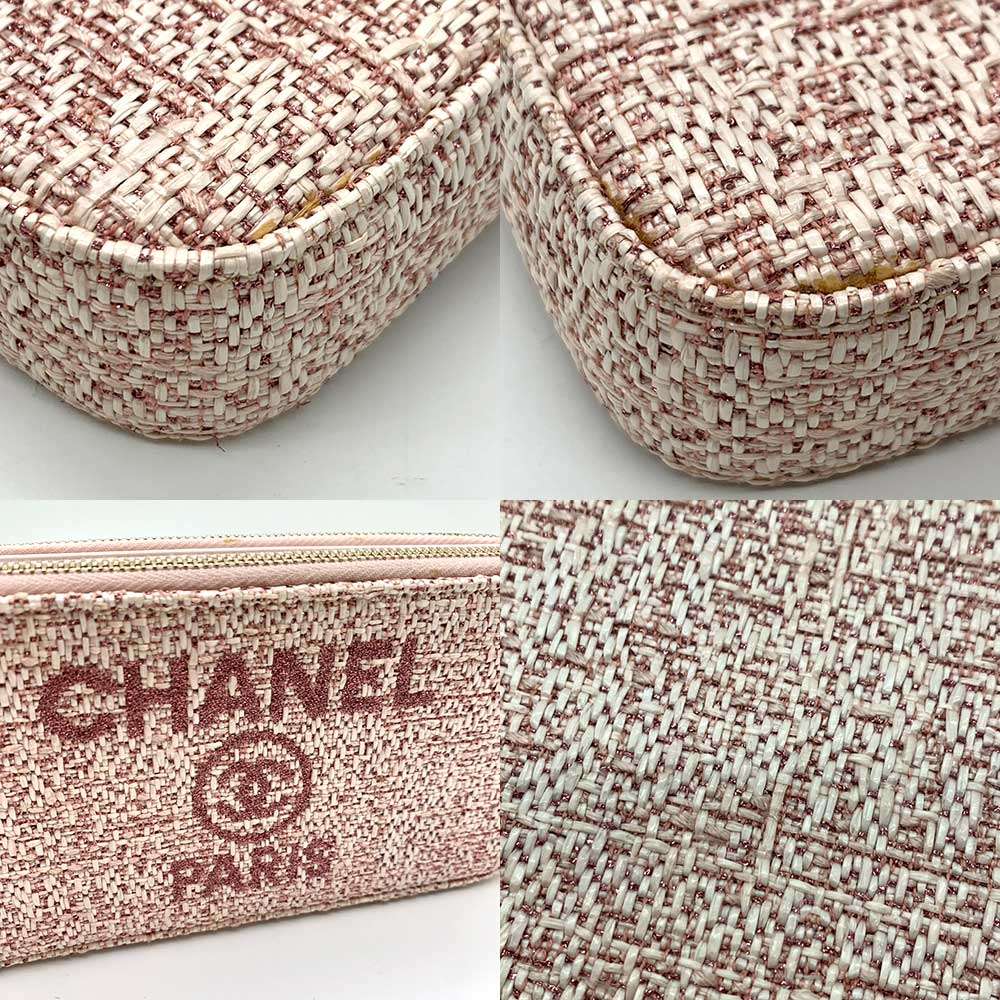 Chanel Tweed Chain Wallet Crossbody Pink