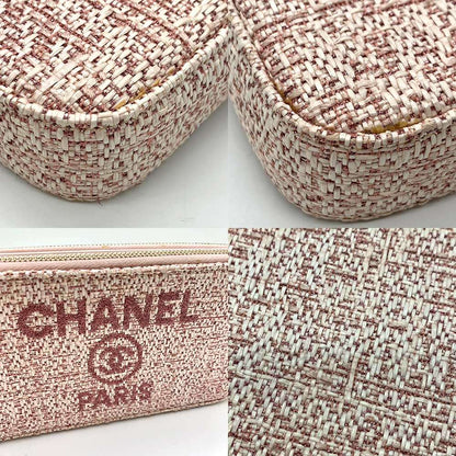 Chanel Tweed Chain Wallet Crossbody Pink