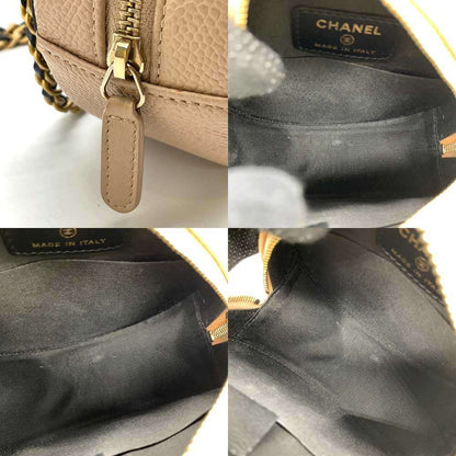 Chanel Caviar Skin CC Filigree Round Chain Crossbody Bag