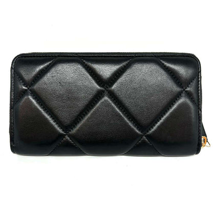 Chanel Matelasse Round Zipper Long Wallet Black