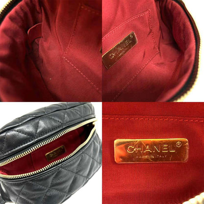 Chanel Matelasse Lambskin Waist Pouch Black Gold Hardware