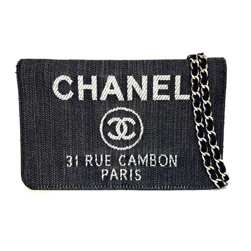 Chanel Canvas Chain Wallet Deauville Flap Long Wallet