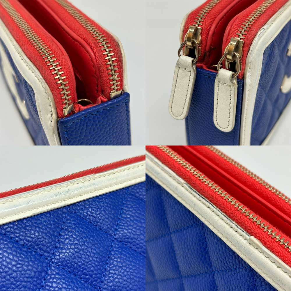 Chanel Caviar Skin Matelasse Filigree Shoulder Bag Blue