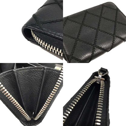Chanel Leather Coin Purse Wild Stitch Black