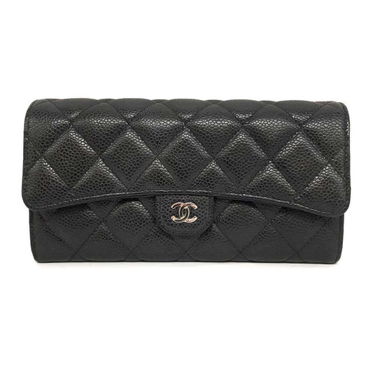 Chanel Caviar Skin Matelasse Long Wallet