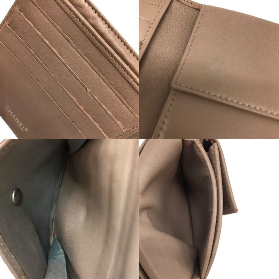Chanel Canvas Leather Bifold Wallet Beige