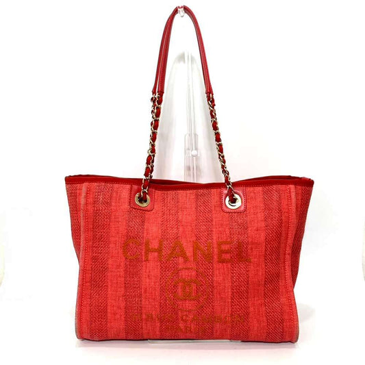 Chanel Medium Tote Bag Red Mix Fiber Calf Leather