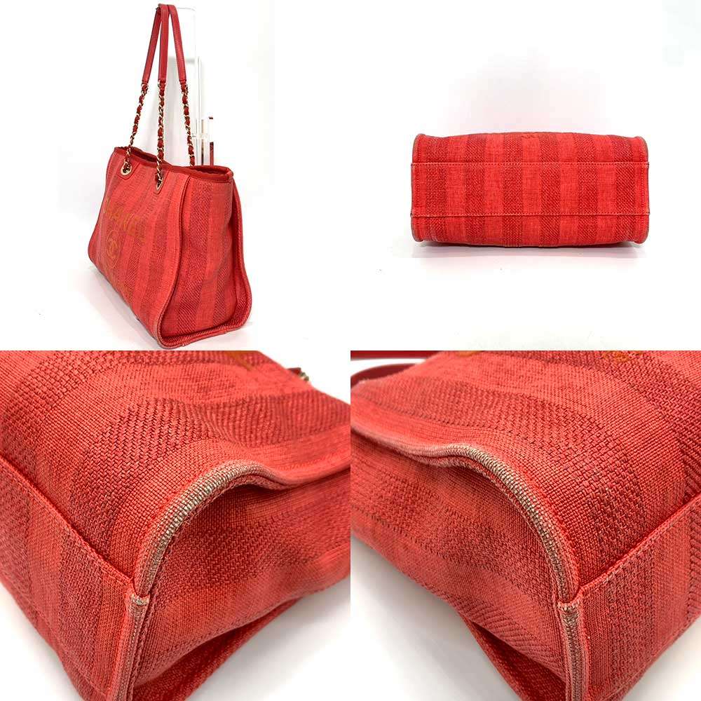 Chanel Medium Tote Bag Red Mix Fiber Calf Leather