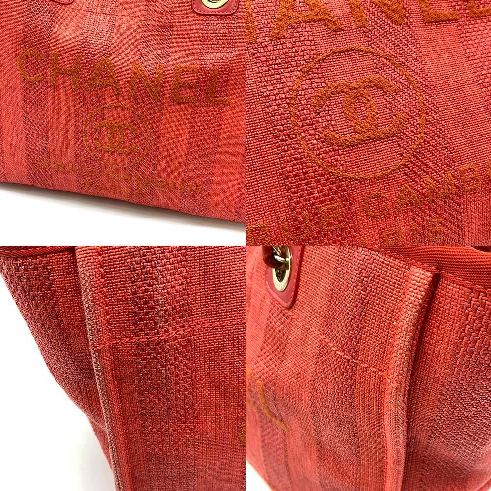 Chanel Medium Tote Bag Red Mix Fiber Calf Leather