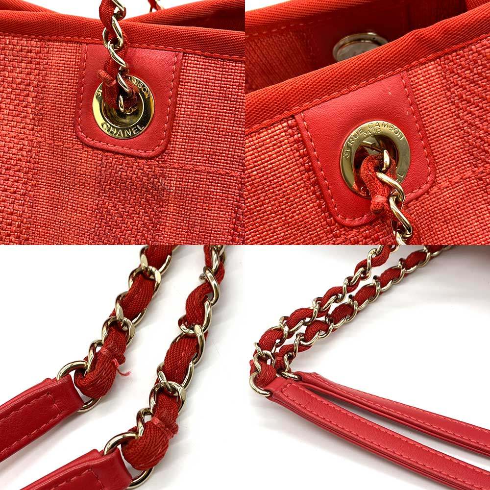 Chanel Medium Tote Bag Red Mix Fiber Calf Leather