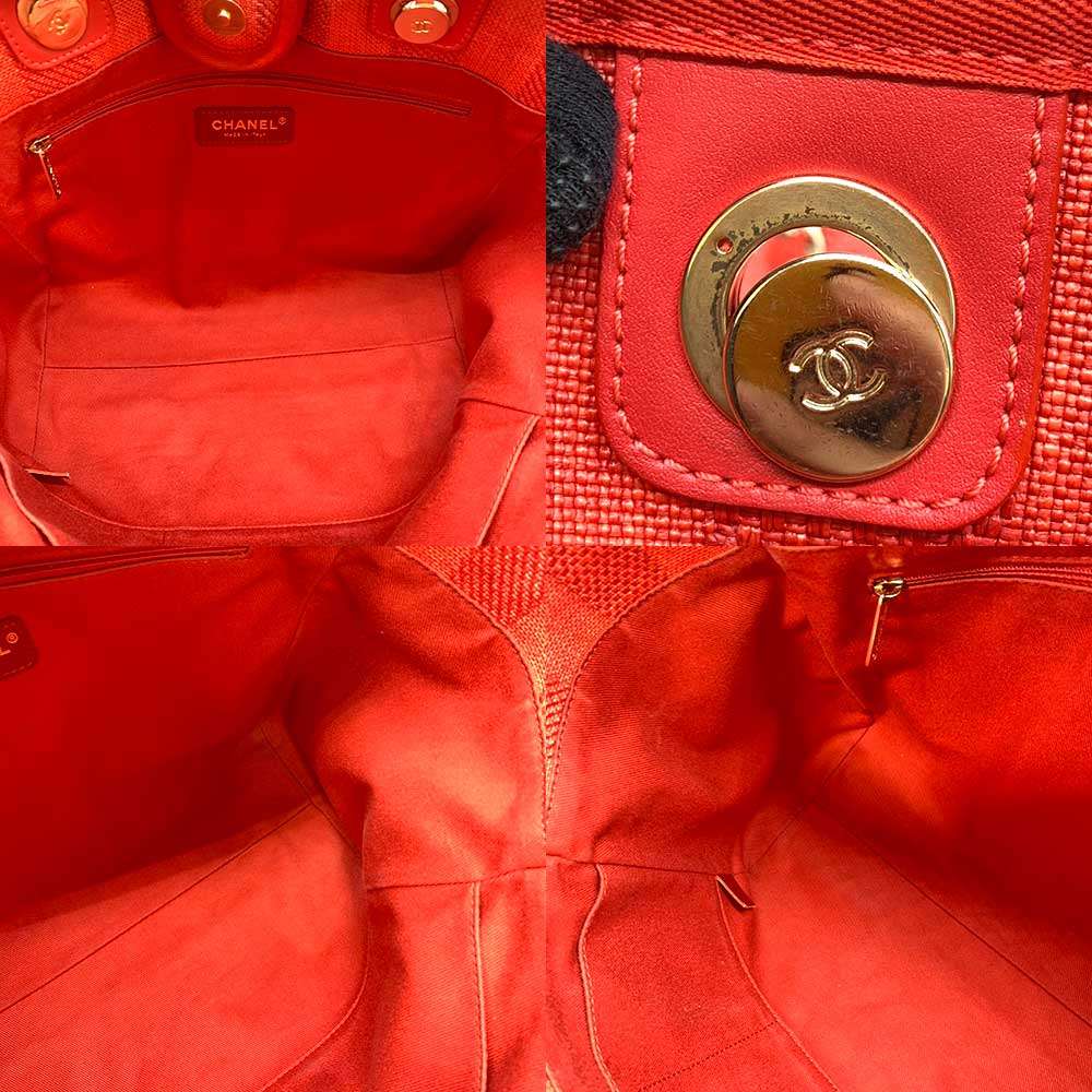Chanel Medium Tote Bag Red Mix Fiber Calf Leather
