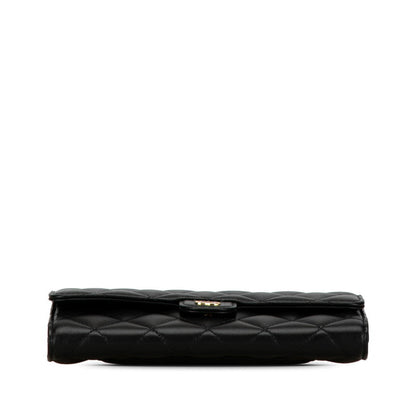 Chanel Classic Long Flap Wallet Black Lambskin AP0241