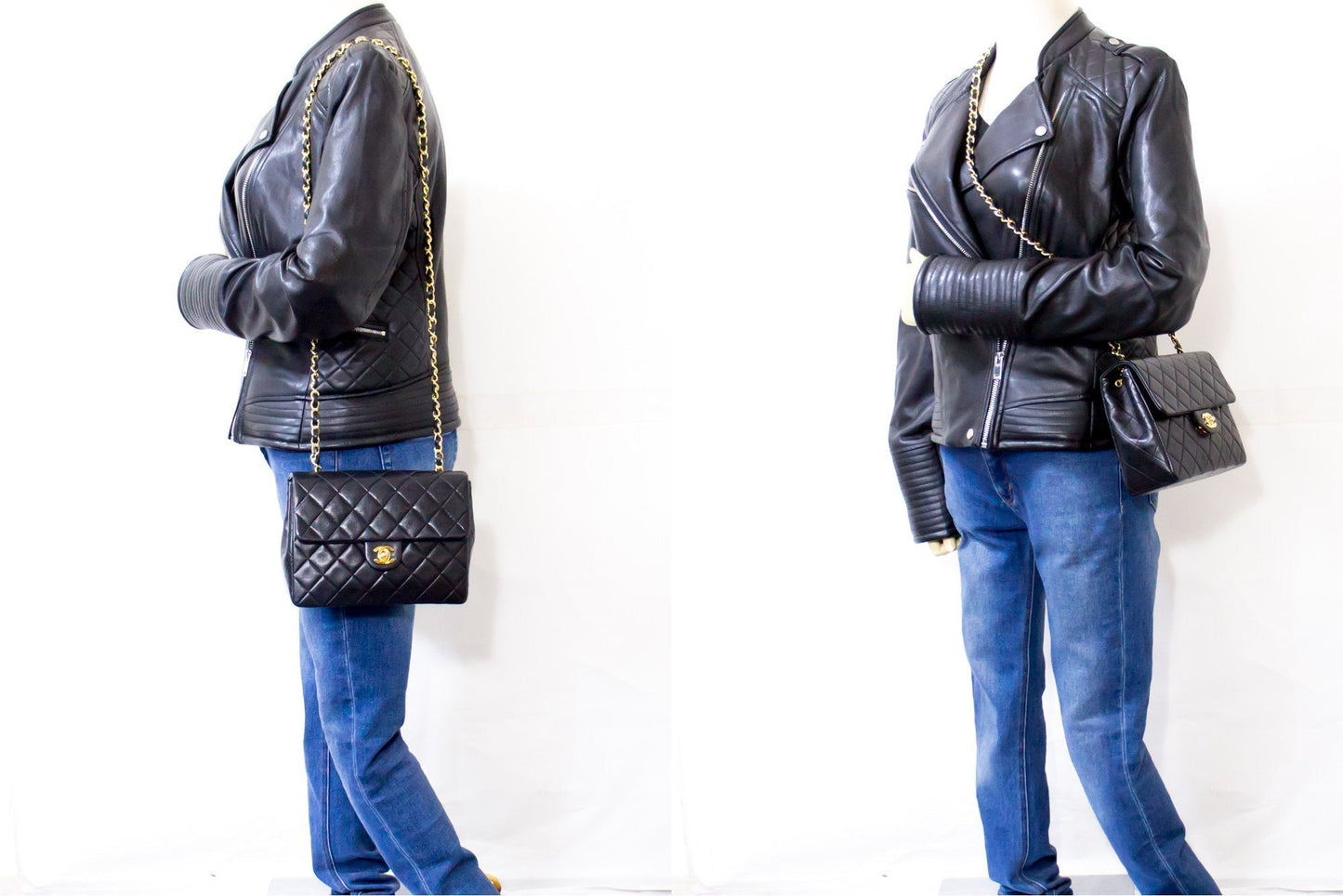 CHANEL Mini Square Small Chain Shoulder Bag Crossbody Black Quilt h30