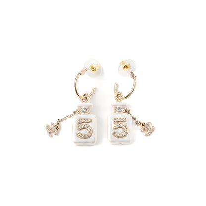 Chanel No.5 Perfume Earring Light Gold Tone