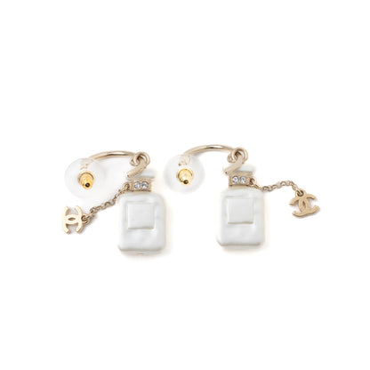 Chanel No.5 Perfume Earring Light Gold Tone